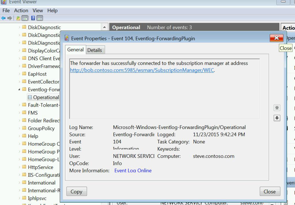 Event Forwarding Plugin Operational