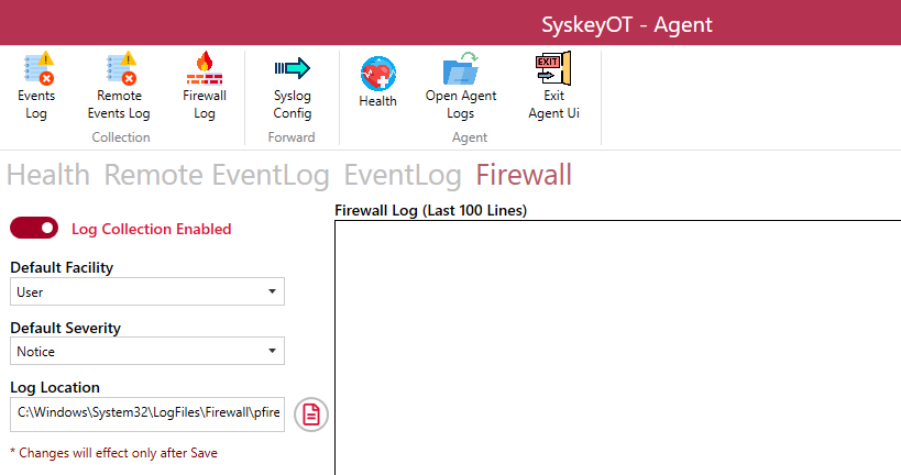 Firewall Log Tab