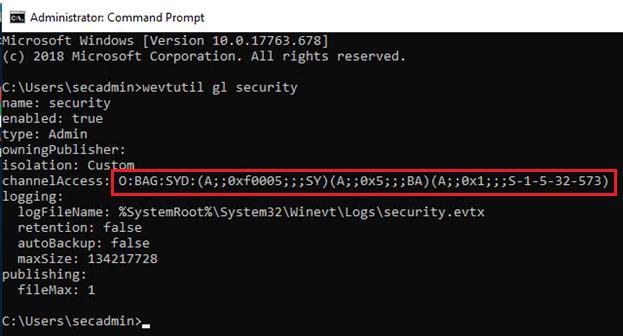 Security Event Log SDDL
